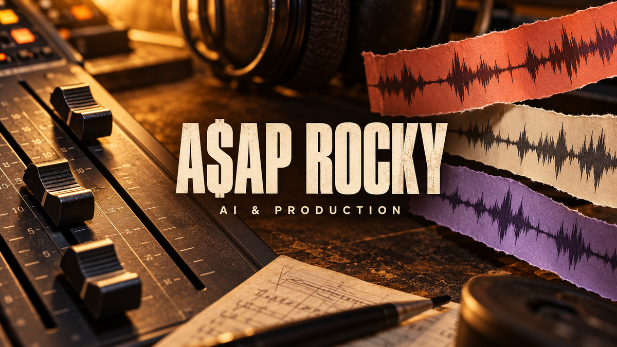A$AP Rocky Sees a Role for AI Tools in Music Production — original editorial illustration