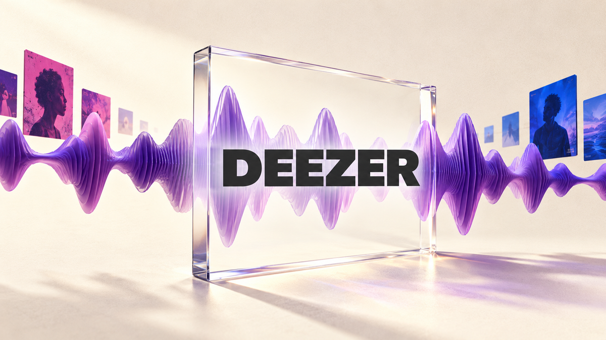 Deezer editorial lettering with a waveform and inspection frame